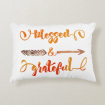 blessed and grateful thanksgiving accent pillow