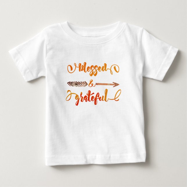 blessed and grateful thanksgiving baby T-Shirt (Front)