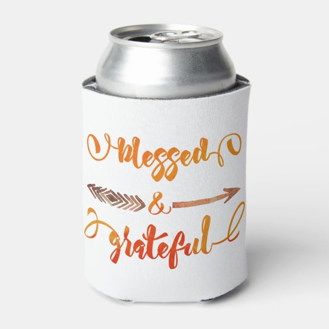 blessed and grateful thanksgiving can cooler (Can Front)