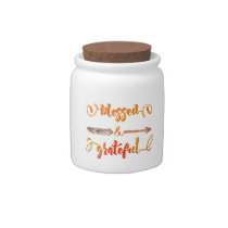 blessed and grateful thanksgiving candy jar