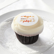 blessed and grateful thanksgiving edible frosting rounds