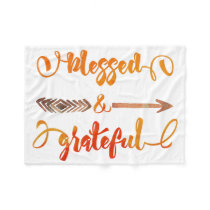 blessed and grateful thanksgiving fleece blanket