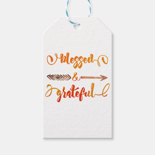 blessed and grateful thanksgiving gift tags (Front)