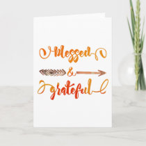 blessed and grateful thanksgiving holiday card