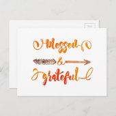 blessed and grateful thanksgiving holiday postcard (Front/Back)