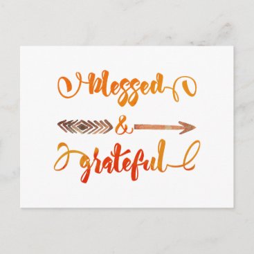 blessed and grateful thanksgiving holiday postcard