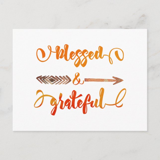 blessed and grateful thanksgiving holiday postcard (Front)