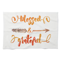 blessed and grateful thanksgiving kitchen towel