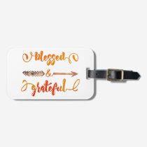 blessed and grateful thanksgiving luggage tag