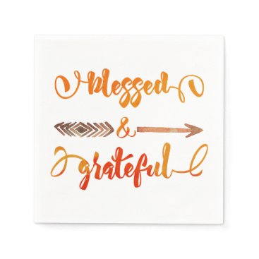 blessed and grateful thanksgiving paper napkins