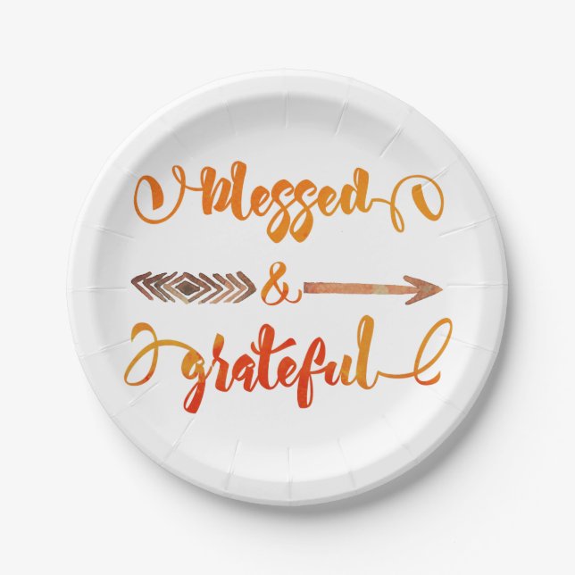 blessed and grateful thanksgiving paper plates (Front)