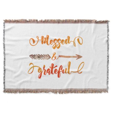 blessed and grateful thanksgiving throw blanket