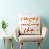 blessed and grateful thanksgiving throw pillow (Chair)