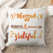 blessed and grateful thanksgiving throw pillow (Blanket)
