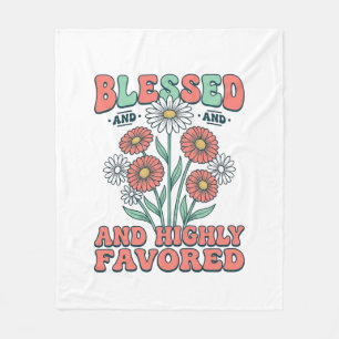 Blessed and Highly Favored Floral Vintage Design_1 Fleece Blanket