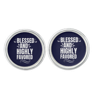 Blessed and Highly Favored Navy Blue Cufflinks