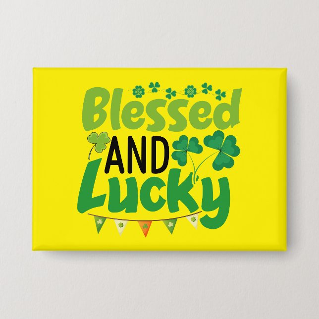 Blessed And Lucky St. Patrick’s Day Design-61103 Button (Front)
