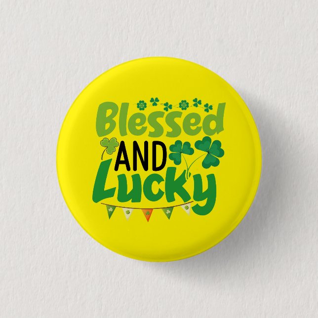 Blessed And Lucky St. Patrick’s Day Design-61103 Button (Front)