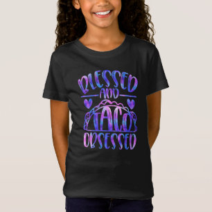 Blessed and Taco Obsessed Girly Bold Iridescent T-Shirt