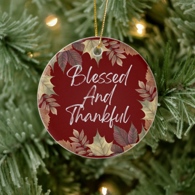 Blessed And Thankful Ceramic Ornament (Tree)
