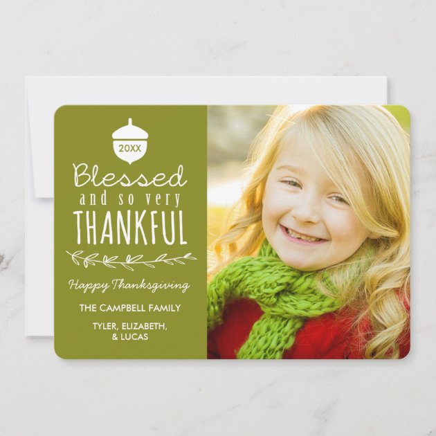 Blessed And Thankful Thanksgiving Photo Card