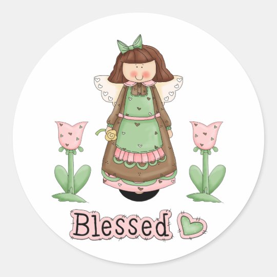 Blessed Angel 3 Classic Round Sticker