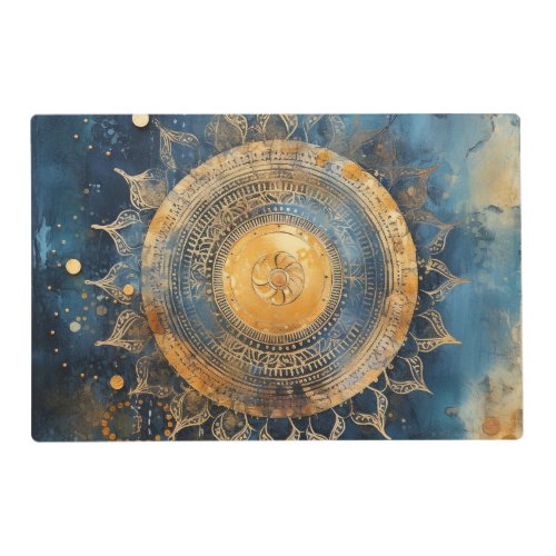 *~* BLESSED AP2 SACRED Teal Gold Mandala Placemat