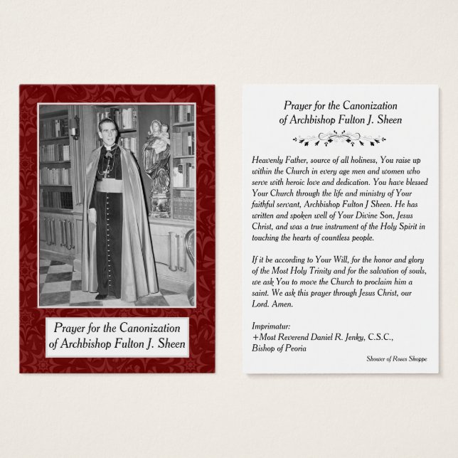 BLESSED ARCHBISHOP FULTON SHEEN PRAYER CARDS (Front & Back)