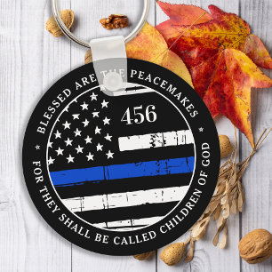 Blessed Are The Peacemakers Personalised Police Keychain
