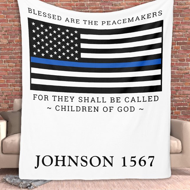 Blessed Are The Peacemakers Personalized Police Fleece Blanket (Creator Uploaded)