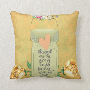 Blessed are the Pure in Heart Bible Verse Throw Pillow