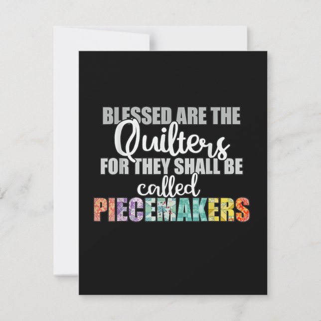 Blessed Are The Quilters For They Shall Piecemaker Thank You Card (Front)