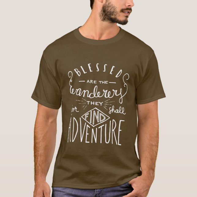 Blessed are the Wanderers Hand Lettered Men's T-Shirt (Front)