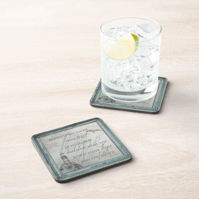 Blessed are Those Who Trust Cork Coaster Set (6) (Right Side)