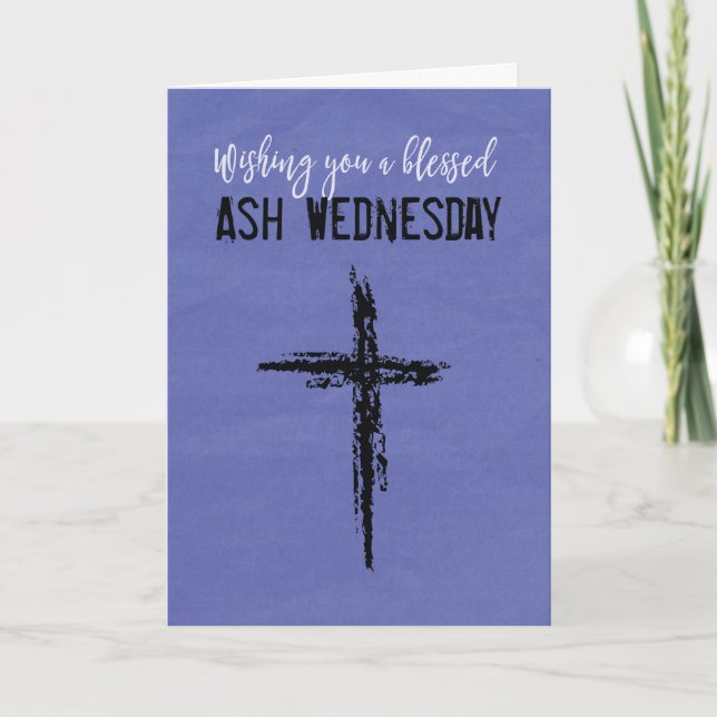 Blessed Ash Wednesday Black Cross on Purple Card (Front)