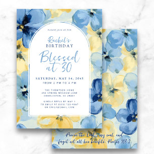 Blessed at 30 Faith Birthday Milestone Floral Invitation