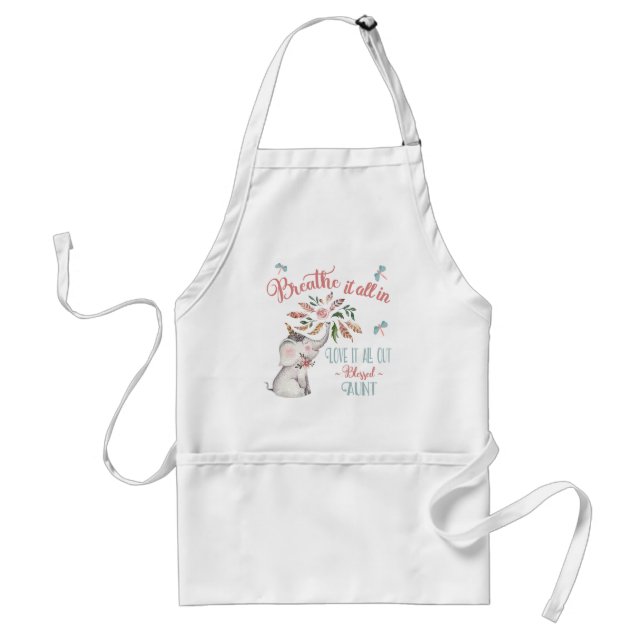 Blessed Aunt Elephant And Dragonfly Adult Apron (Front)