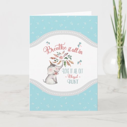 Blessed Aunt Elephant and Dragonfly Gift Card