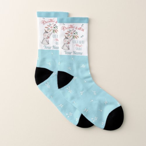 Blessed Aunt Elephant and Dragonfly Gift Socks