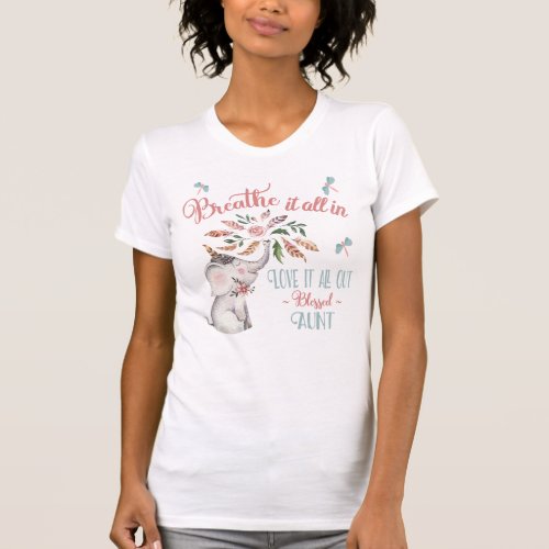 Blessed Aunt Elephant and Dragonfly Gift T_Shirt