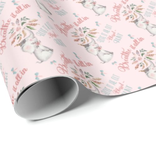 Blessed Aunt Elephant and Dragonfly Gift Wrapping Paper