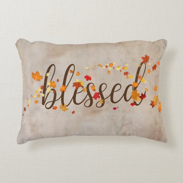 Blessed Autumn Leaves  Accent Pillow (Front)