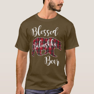 Blessed Babushka Bear Red Tartan Plaid Fun Grandma T-Shirt