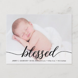 Blessed baby birth announcement script thank you postcard