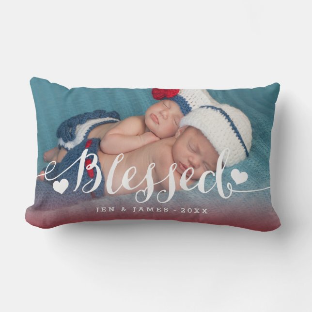 Blessed | Baby Birth Valentines Photo Pillow (Front)