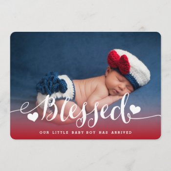 Blessed | Baby Boy Birth Announcement by epclarke at Zazzle