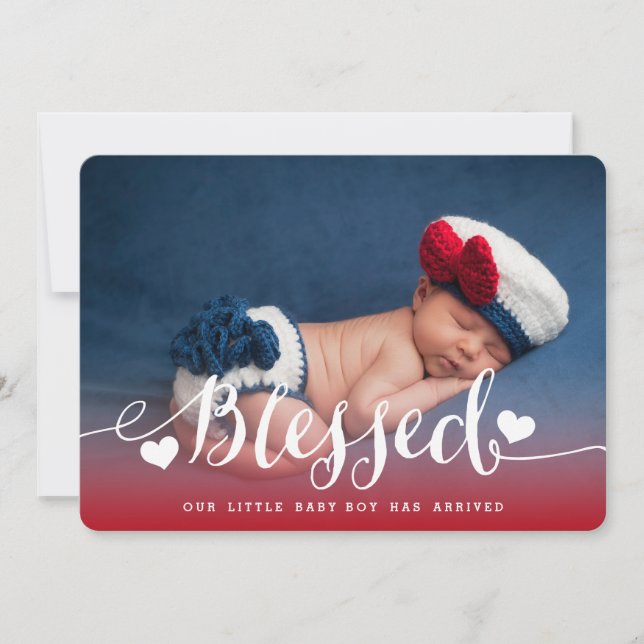 Blessed | Baby Boy Birth Announcement (Front)