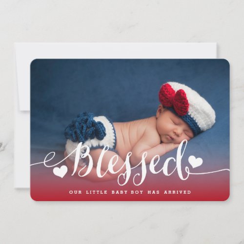 Blessed  Baby Boy Birth Announcement