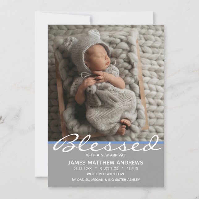 Blessed Baby Pink Heart Photo Birth (Front)