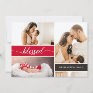 Blessed Baby's First Christmas Family Photos Holiday Card